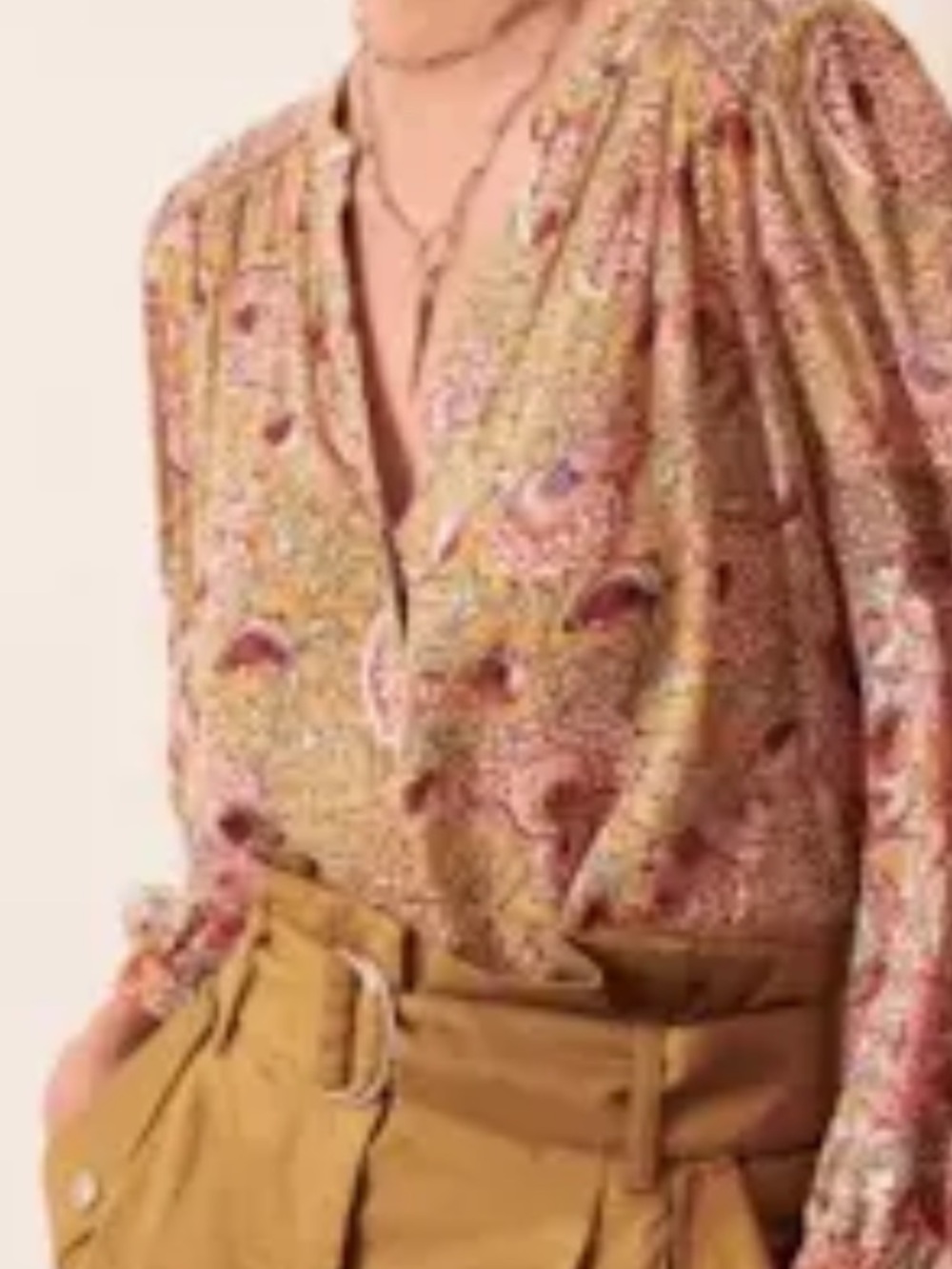 ba&sh Floral Paisley Gold and Pink Blouse